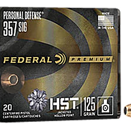 Federal P357SHST1S Premium Personal Defense 357Sig 125gr HST Jacketed Hollow Point 20 Per Box/10 Case