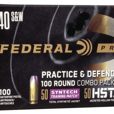 Federal P40HST1TM100 Premium Practice & Defend 40S&W 180gr HST JHP/Syntech TSJ 100 Per Box/5 Case