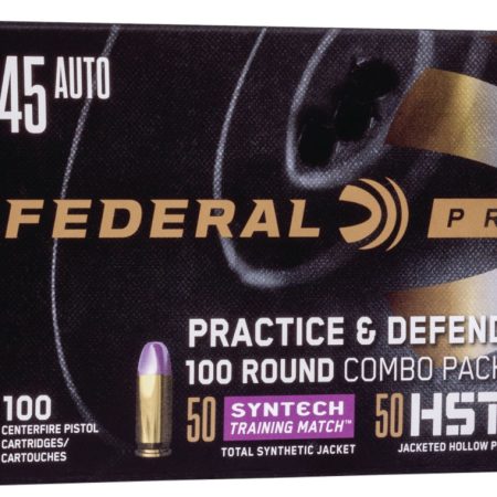 Federal P45HST2TM100 Premium Practice & Defend 45ACP 230gr HST JHP/Syntech TSJ 100 Per Box/5 Case