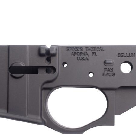 Spikes STLS022 Crusader Stripped Lower Receiver Multi-Caliber 7075-T6 Aluminum Black Anodized for AR-15