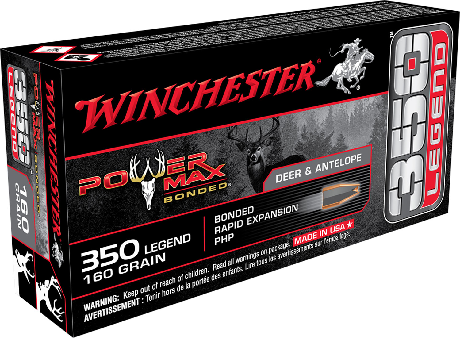 Winchester Ammo X3501BP Power Max Bonded 350Legend 160gr Bonded Rapid Expansion PHP 20 Per Box/10 Case