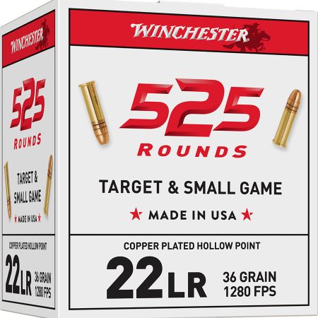 Winchester Ammo 22LR525HP USA  22LR 36gr Copper Plated Hollow Point 525 Per Box/10 Case *Bulk
