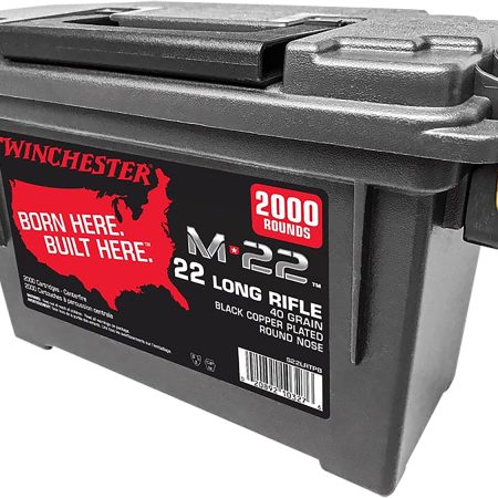 Winchester Ammo S22LRTPB M-22  22LR 40gr Black Copper Plated Round Nose 2000 Per Box/2 Cans *Bulk