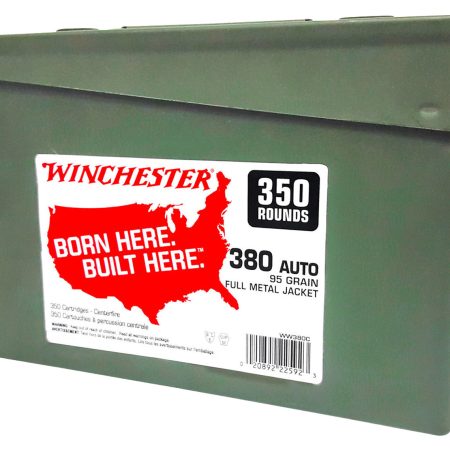 Winchester Ammo WW380C USA Ammo Can 380ACP 95gr Full Metal Jacket 350 Per Box/2 Case