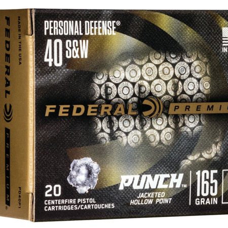 Federal PD40P1 Punch Personal Defense 40S&W 165gr Jacketed Hollow Point 20 Per Box/10 Case