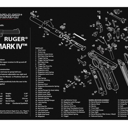 TekMat TEKR17RUGERMK4 Ruger Mark IV Cleaning Mat Black/White Rubber 11"x17" Ruger Mark IV Parts Diagram
