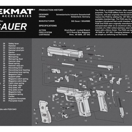 TekMat TEKR17SIGP229 Sig Sauer P229 Cleaning Mat Black/White Rubber 11"x17" Sig P229 Parts Diagram