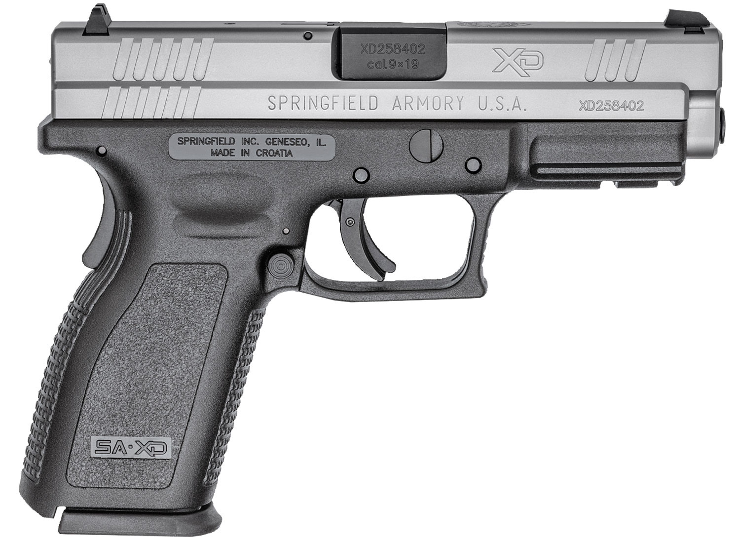 Springfield Armory XD9301 XD Service *CA Compliant 9mm Luger 10+1 4" Black Melonite Steel Barrel, Serrated Stainless Steel Slide, Black Polymer Frame w/Picatinny Rail