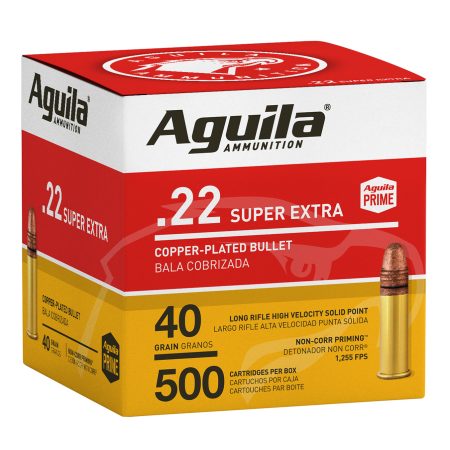 Aguila 1B221115 Super Extra Rimfire 22LR 40gr Copper Plated Solid Point 500 Per Box/4 Case