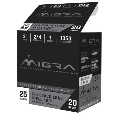 Migra Ammunitions M20S24 Combinational  20Gauge 3" 1oz 2/4Shot 25 Per Box/10 Case