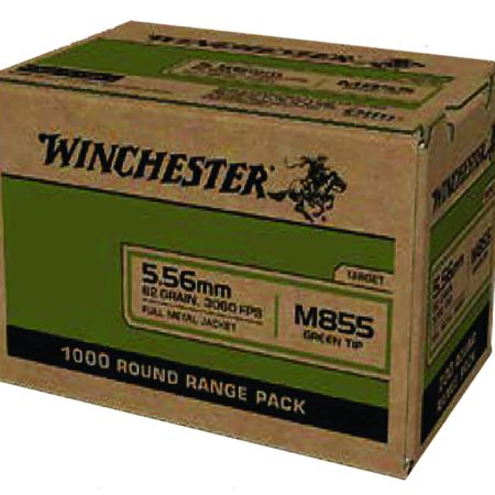 Winchester Ammo WM8551000 USA M855 Green Tip 5.56x45mmNATO 62gr Full Metal Jacket 1000 Per Box/1 Case *Sold By Case