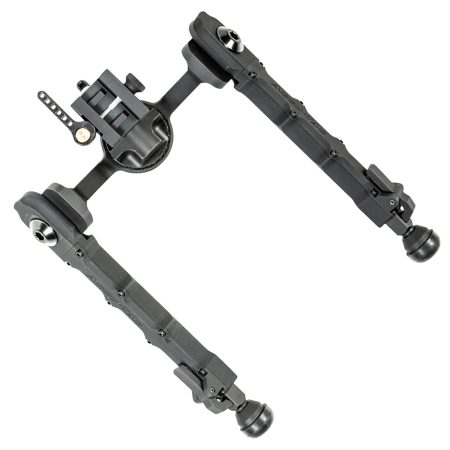 Accu-Tac FCSRBG200 FC-5 G2 Bipod made of Black Hardcoat Anodized Aluminum with Picatinny Attachment, Steel Feet & 6"-10.60" Vertical Adjustment