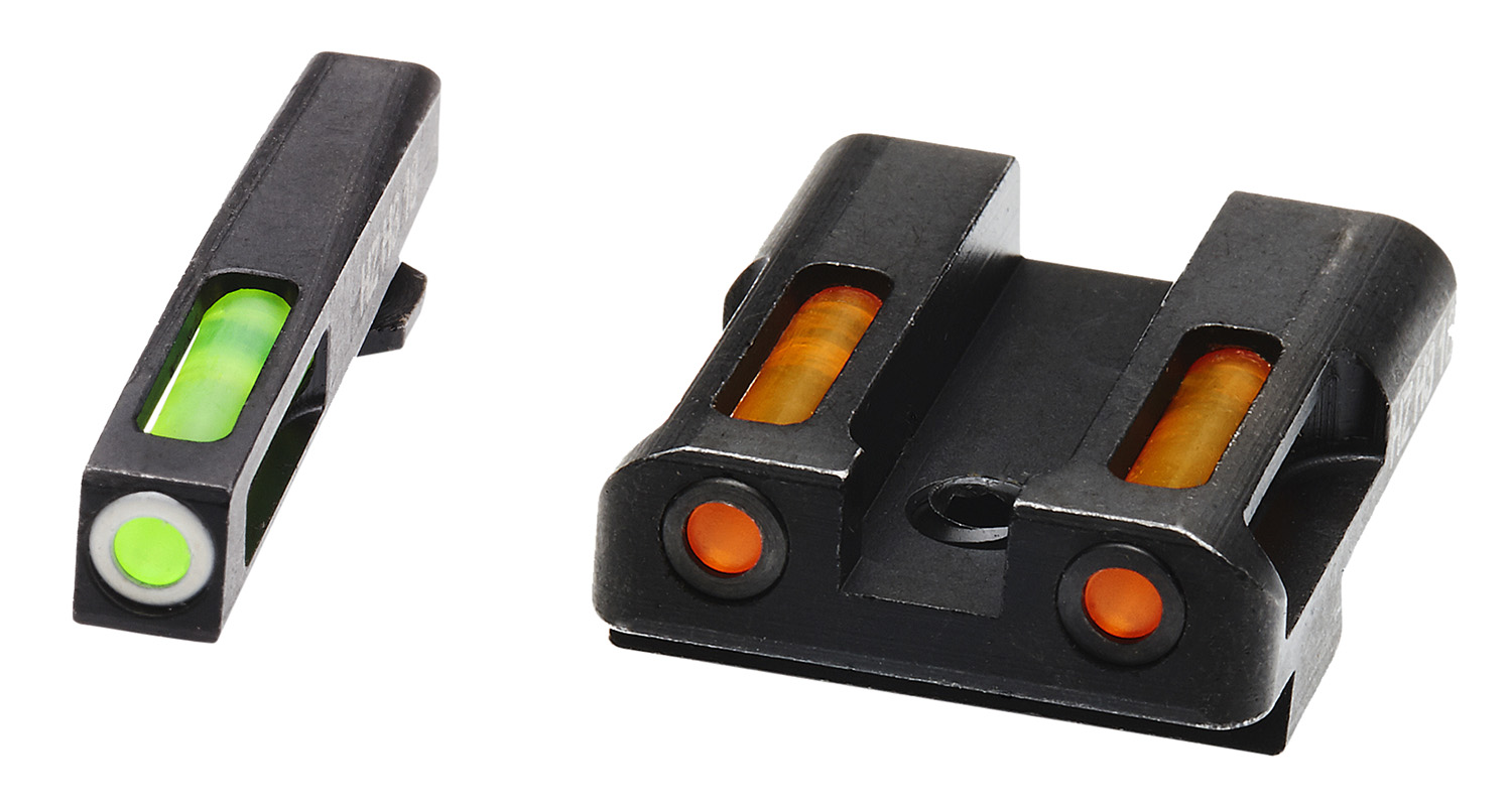 HiViz GLN425 LiteWave H3 Sight Set for Glock Green Tritium White Outline Front Sight-Orange Fiber Optic Rear Sight