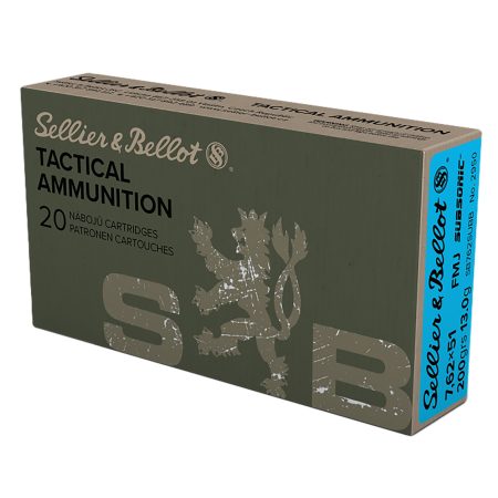 Sellier & Bellot SB762SUBB Rifle  308Win 200gr Full Metal Jacket Subsonic 20 Per Box/25 Case