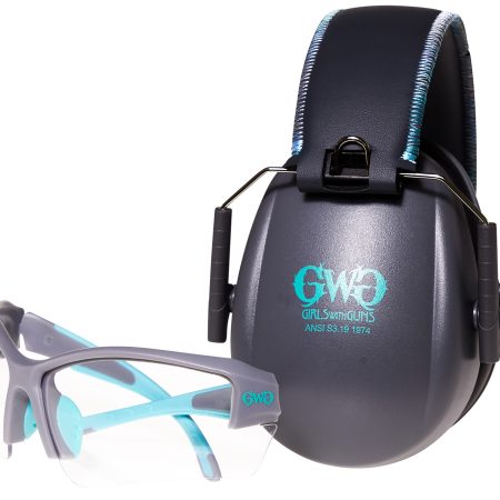 Girls With Guns 2388 Assure Protective Safety Glasses & Muff Combo Women Clear Lens Anti-Scratch Gray Frame