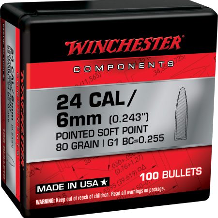 Winchester Ammo WB243SP80X Centerfire Rifle  243Win 80gr Pointed Soft Point 100 Per Box/10 Case