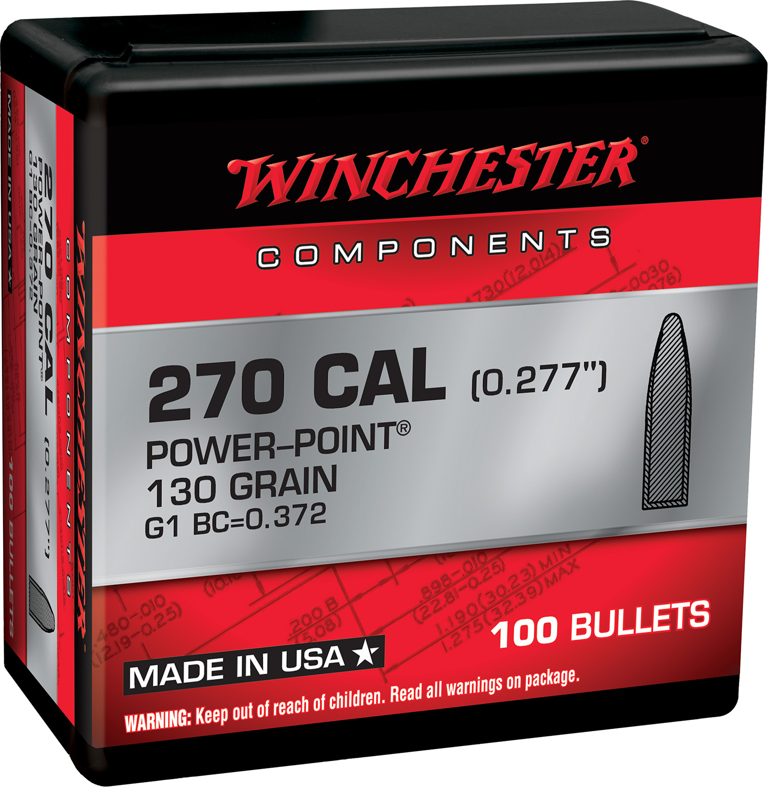 Winchester Ammo WB270P130X Centerfire Rifle 270Win 130gr Power Point 100 Per Box/10 Case