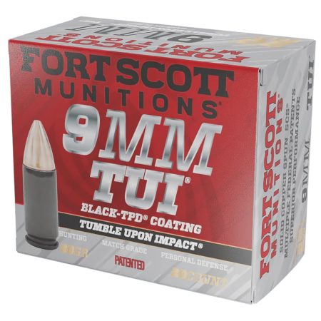 Fort Scott Munitions 9MM080SCVTPD Tumble Upon Impact (TUI)  9mmLuger 80gr Solid Copper Spun 20 Per Box/25 Case *TPD-9 Coated