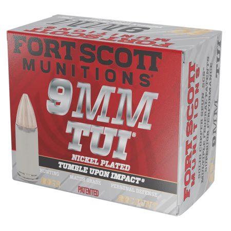 Fort Scott Munitions 9MM080SCVNIC Tumble Upon Impact (TUI)  9mmLuger 80gr Solid Copper Spun 20 Per Box/25 Case