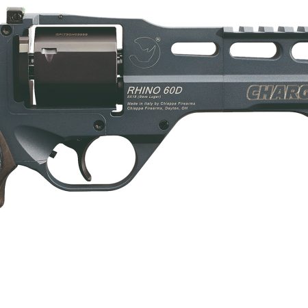 Chiappa Firearms 340314 Rhino 60DS Gen II 9mm Luger 6 Shot 6" Slate Cerakote Steel Black Barrel & Cylinder, Slate Cerakote Aluminum Frame, Black/Gray Finger Grooved  Laminate Grip, Exposed Hammer