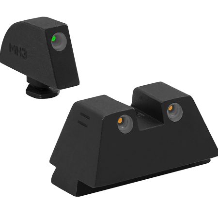 Meprolight USA 102243391 Tru-Dot  Green Tritium White Outline Front Sight-Orange Tritium White Outline Rear Sight Glock 17/17L/19/22/23