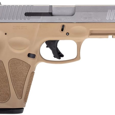Taurus 1G3B949T G3  Full Size Frame 9mm Luger 15+1/17+1 4" Matte Stainless Steel Barrel, Matte Serrated Stainless Steel Slide, Tan Polymer Frame w/Picatinny Rail, Tan Polymer Grip, Right Hand