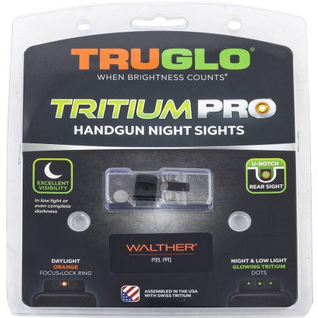 TruGlo TGTG231W1C Tritium Pro  Black | Green Tritium Orange Outline Front Sight Green Tritium Rear Sight
