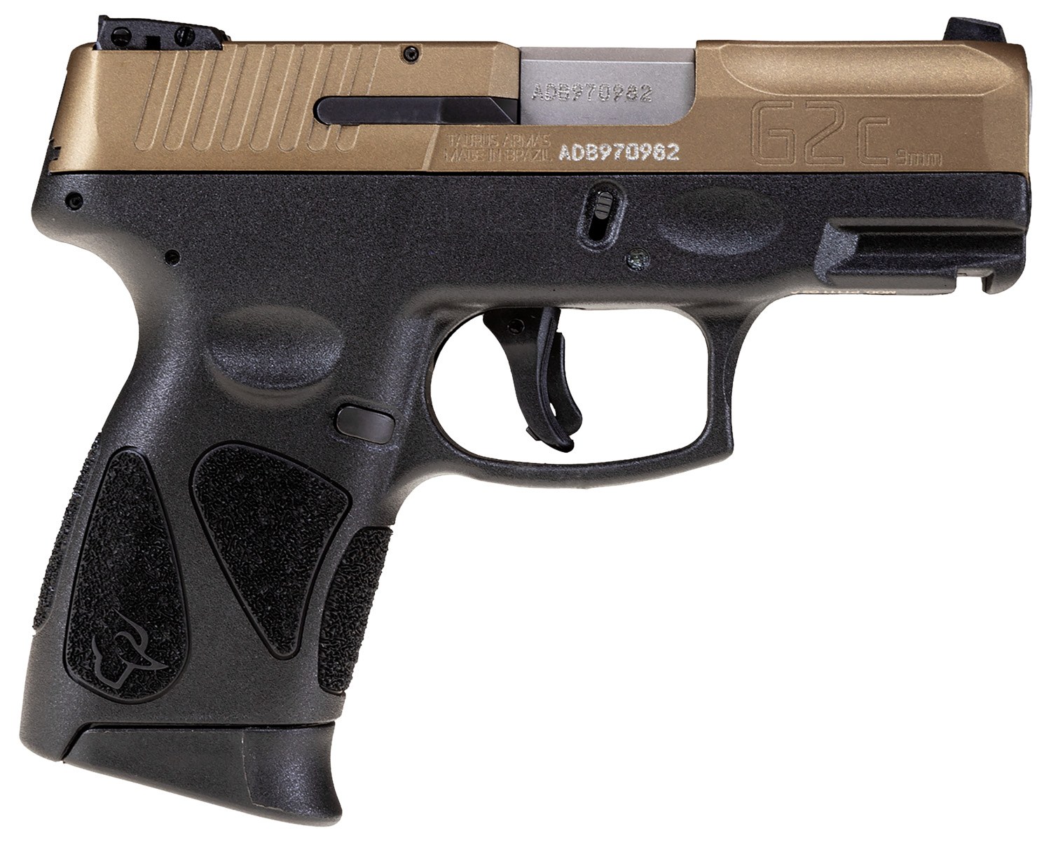 Taurus 1G2C93A12 G2C Compact Frame 9mm Luger 12+1 3.26" Matte Stainless Steel Barrel, Burnt Bronze Serrated Alloy Steel Slide, Black Polymer Frame w/Picatinny Rail & Polymer Grip, Right Hand