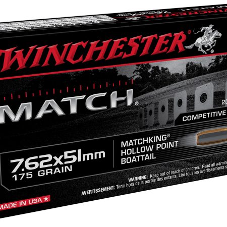 Winchester Ammo S76251M Match  7.62x51mmNATO 175gr Sierra MatchKing BTHP 20 Per Box/25 Case