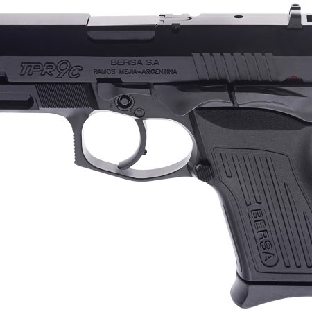 Bersa TPR9CM TPRC  Compact Frame 9mm Luger 13+1, 3.25" Black Manual Barrel, Matte Black Serrated Steel Slide & Aluminum Frame, Ambidextrous