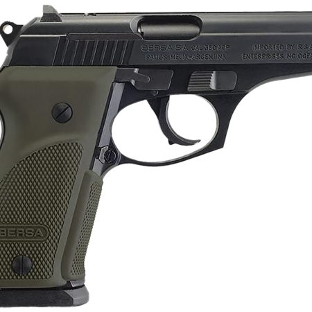 Bersa T380PMC Thunder Combat Sub-Compact Frame 380 ACP 15+1, 3.50" Black Steel Barrel, Matte Black Serrated Steel Slide & Aluminum Frame w/Beavertail, Olive Wrap-Around Grip