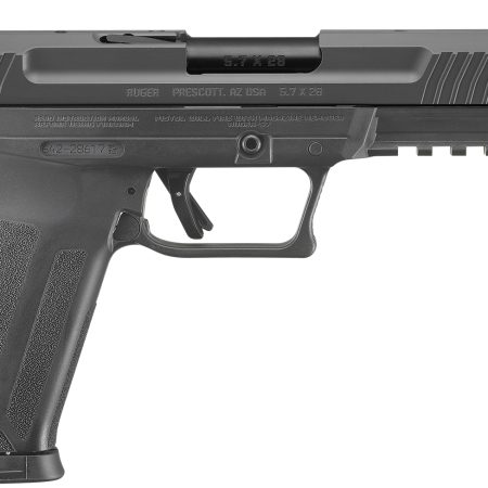Ruger 16403 Ruger-5.7 Pro 5.7x28mm 20+1 4.94" Black Nitride Alloy Steel Barrel, Black Oxide Optic Cut/Serrated Steel Slide, Black Polymer Frame w/Picatinny Rail, Black Polymer Grip, Right Hand