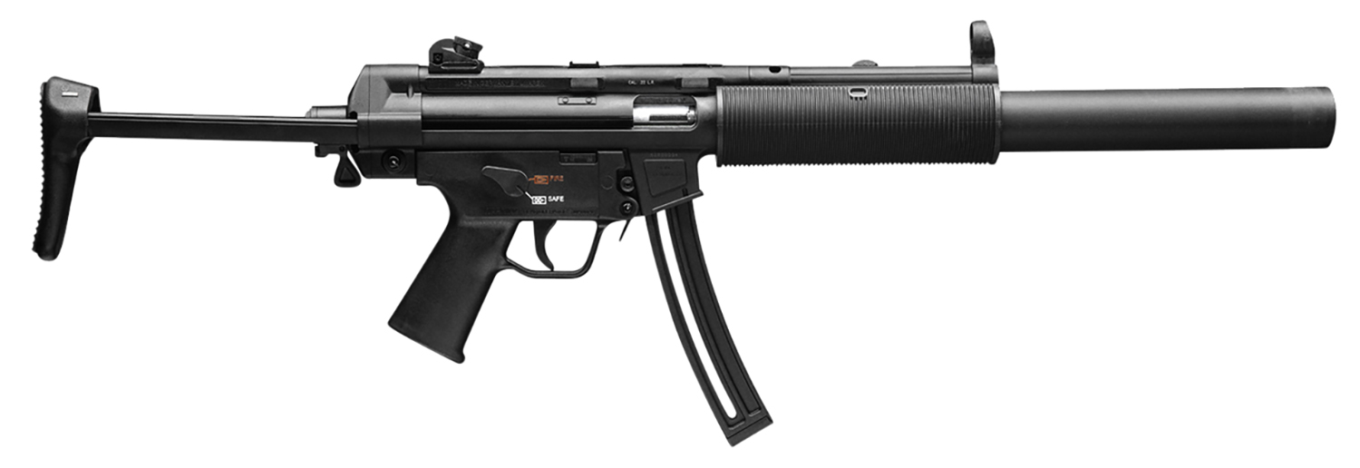 HK 81000469 MP5 Full Size 22 LR 10+1 16.10" Black Steel Barrel. Black Retractable Black Polymer Stock & Grips