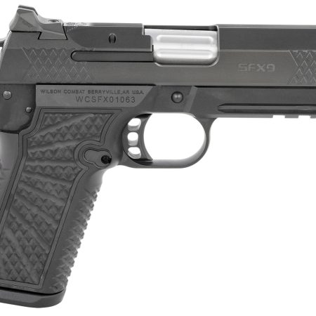 Wilson Combat SFXCPR4 SFX9  Compact Frame 9mm Luger 15+1 4" Stainless Fluted Barrel, Black DLC Serrated Stainless Steel Slide, Black Aluminum Frame w/Beavertail & Picatinny Rail, Black Polymer Grip