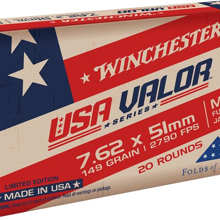 Winchester Ammo USAVM80X USA Valor M80 7.62x51mmNATO 149gr Full Metal Jacket 20 Per Box/25 Case