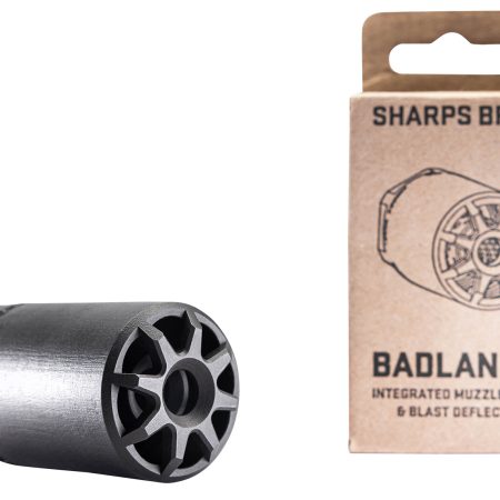 Sharps Bros BAD01 Badlands  Muzzle Brake/Blast Deflector, Heat Treated 17-4 Stainless Steel w/Nitride Finish, 1/2"-28 tpi Threads, 2.75"L, 1.50" Outside Diameter for Multi-Caliber (.223-.354)