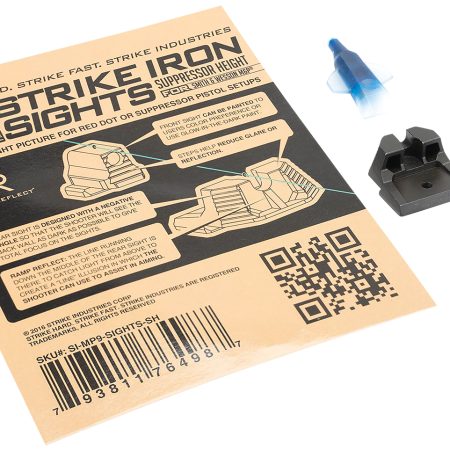 Strike Industries MP9SIGHTSSH Strike Iron Sights  Black/Blank Front Sight Black/Blank Rear Sight Smith & Wesson M&P/M&P M2.0 Suppressor Height