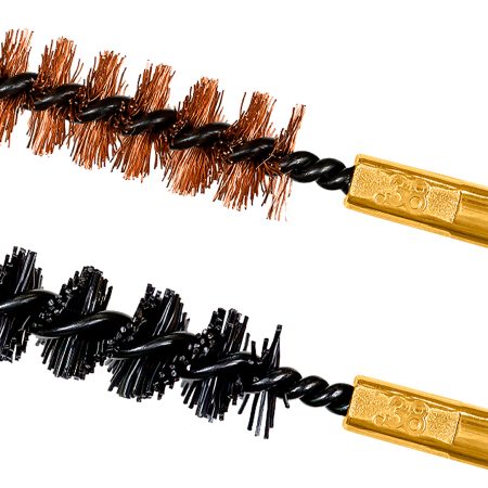 Otis FG338NB Bore Brush Set  9mm/38 Spl/375/380 Cal 8-32" Thread 2" Long Bronze/Nylon Bristles 2 Per Pkg