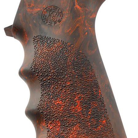 Hogue 15421 OverMolded Beavertail made of Rubber with Red Lava Finish, Cobblestone Texture & Finger Grooves for AR-15, M16