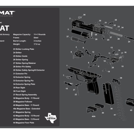TekMat TEKR17HELLCAT Springfield Armory Hellcat Cleaning Mat Gray/White Rubber 11"x17" Springfield Hellcat Parts Diagram