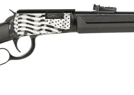 Rossi RL22181SYEN11 Rio Bravo  Lever Action 22 LR 15+1 18" Round Barrel, Black, Polished US Flag Engraved Rec, Synthetic Stock, Fiber Optic Sights
