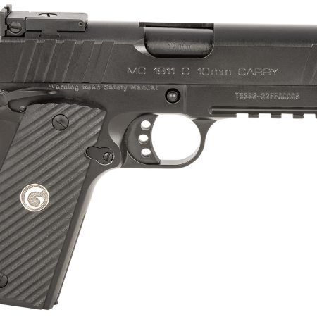 EAA GIRSAN 390605 MC1911 C  Carry Frame 10mm Auto 9+1, 4.40" Black Steel Barrel, Blued Serrated Steel Slide, Black Steel Frame w/Beavertail & Picatinny Rail, Black Grip, Ambidextrous