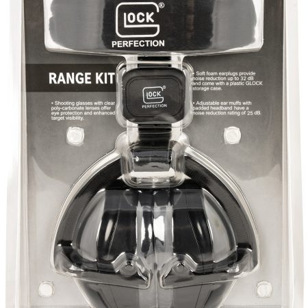 Glock AP60220 Range Kit  25 dB Padded Headband Adjustable Ear Muff, Clear Poly-Carbonate Shooter/Safety Glasses, 32 dB Foam Ear Plugs, Includes Cloth Pouch & Ear Plug Case
