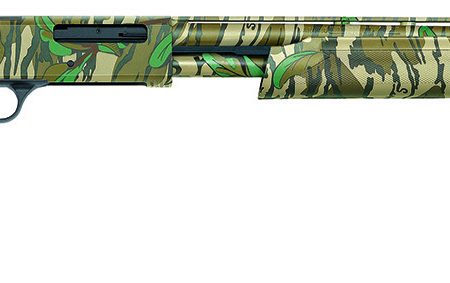 Mossberg 50107 500 Turkey Full Size 410 Gauge Pump 3" 5+1 24" Mossy Oak Greenleaf Vent Rib Barrel, Mossy Oak Greenleaf Optic Ready Receiver, Fixed Mossy Oak Greenleaf Synthetic Stock, Right Hand