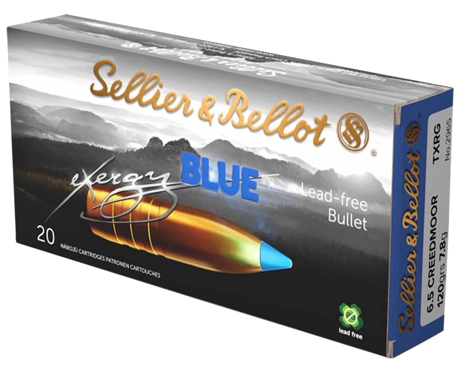Sellier & Bellot SB65XA eXergy 6.5Creedmoor 120gr TAC EX Blue 20 Per Box/12 Case