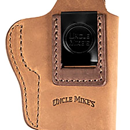 Uncle Mikes-leather(1791) UMIWB4BRWA Inside the Waistband  IWB, Size 04, Brown Leather, Compatible w/Glock 17/19, Belt Clip Mount, Right Hand
