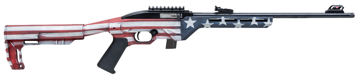 Citadel CIT22LRBUSA Trakr 22 LR 10+1 18" Blued Steel Threaded Barrel & Receiver, American Flag Synthetic Stock