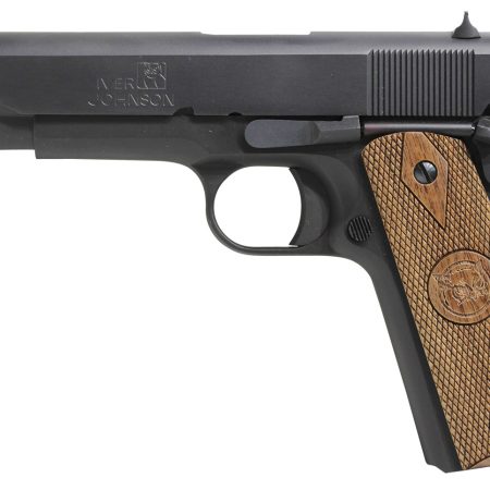 Iver Johnson Arms 1911A1938 1911 A1  38 Super 9+1 5" Black Steel Barrel, Matte Blued Serrated Steel Slide & Frame w/Beavertail, Double Diamond Checkered Walnut Grip