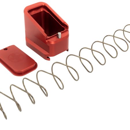 Shield Arms CZP10CME5RED Magazine Extension  for CZ P10-C/P07, 5rd (9mm), 4rd (40S&W), Red Aluminum