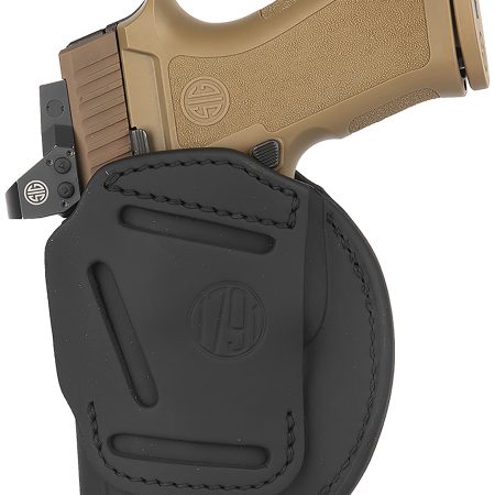 1791 Gunleather 4WH6SBLR 4-Way  IWB/OWB Size 06 Black Leather Belt Clip Compatible w/ Springfield XDM/Glock 20 Right Hand